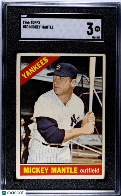 1966 Topps #50 Mickey Mantle Yankees SGC 3