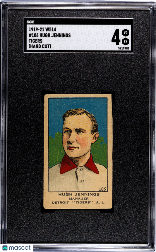 1919 W514 #106 Hugh Jennings Tigers SGC 4