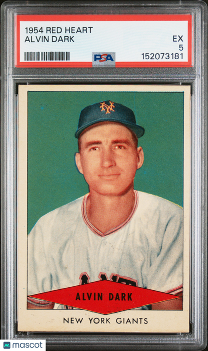 1954 Red Heart Alvin Dark Giants PSA 5
