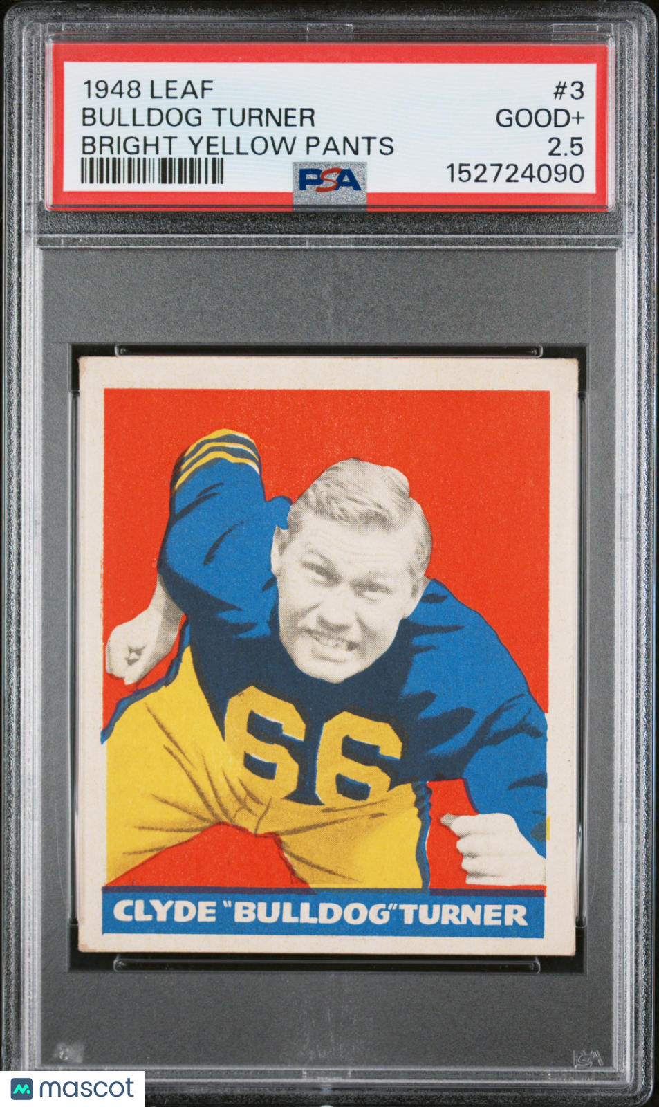 1948 Leaf #3 Bulldog Turner Rookie HOF Bears Bright Yellow Pants PSA 2.5