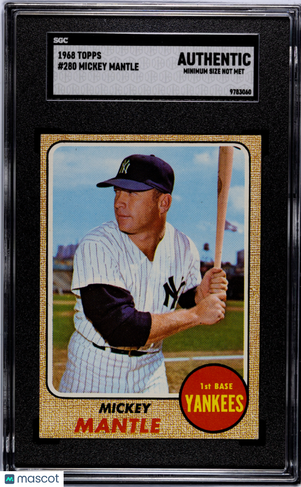 1968 Topps #280 Mickey Mantle Yankees SGC Authentic