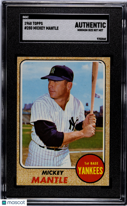 1968 Topps #280 Mickey Mantle Yankees SGC Authentic