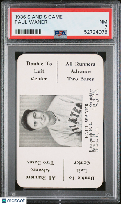 1936 S And S Game Paul Waner Pirates PSA 7