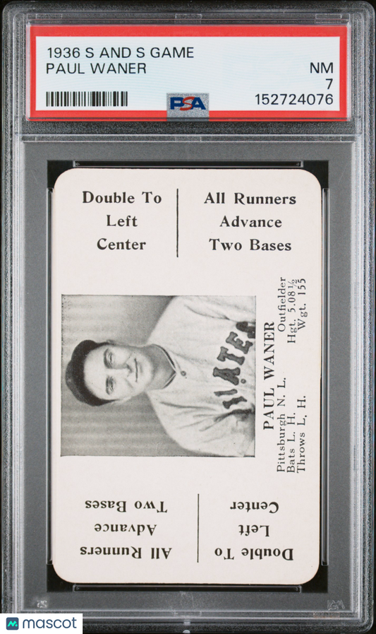 1936 S And S Game Paul Waner Pirates PSA 7