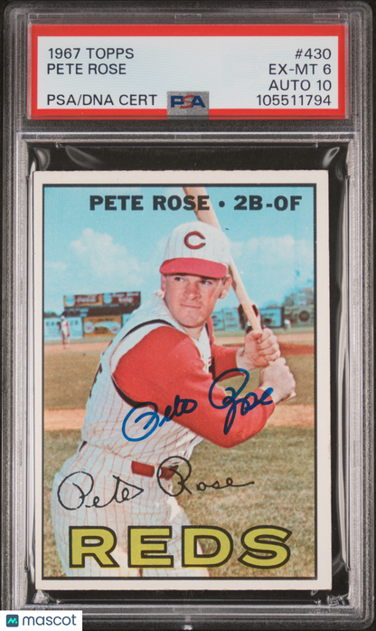 1967 Topps #430 Pete Rose Signed Autographed PSA 6 Auto 10 pop 12