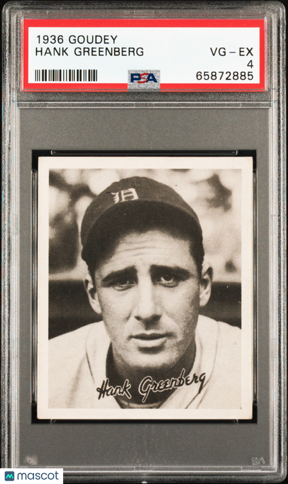 1936 Goudey Hank Greenberg Tigers PSA 4
