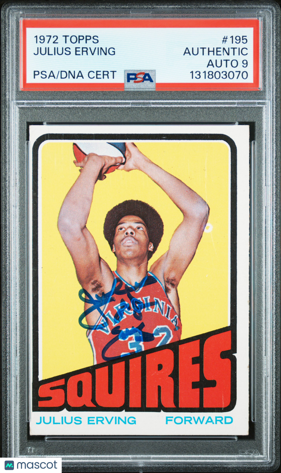 1972 Topps #195 Julius Erving Rookie HOF PSA Authentic Auto 9