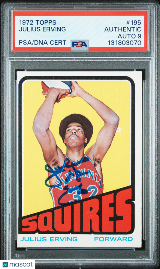 1972 Topps #195 Julius Erving Rookie HOF PSA Authentic Auto 9
