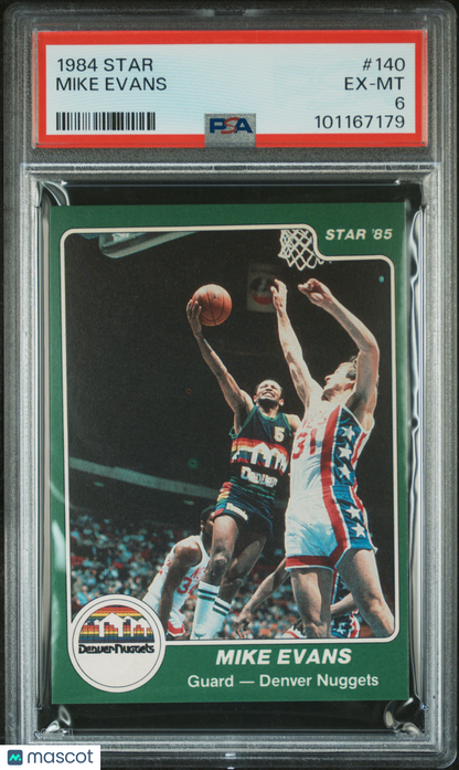 1984 Star #140 Mike Evans Nuggets PSA 6