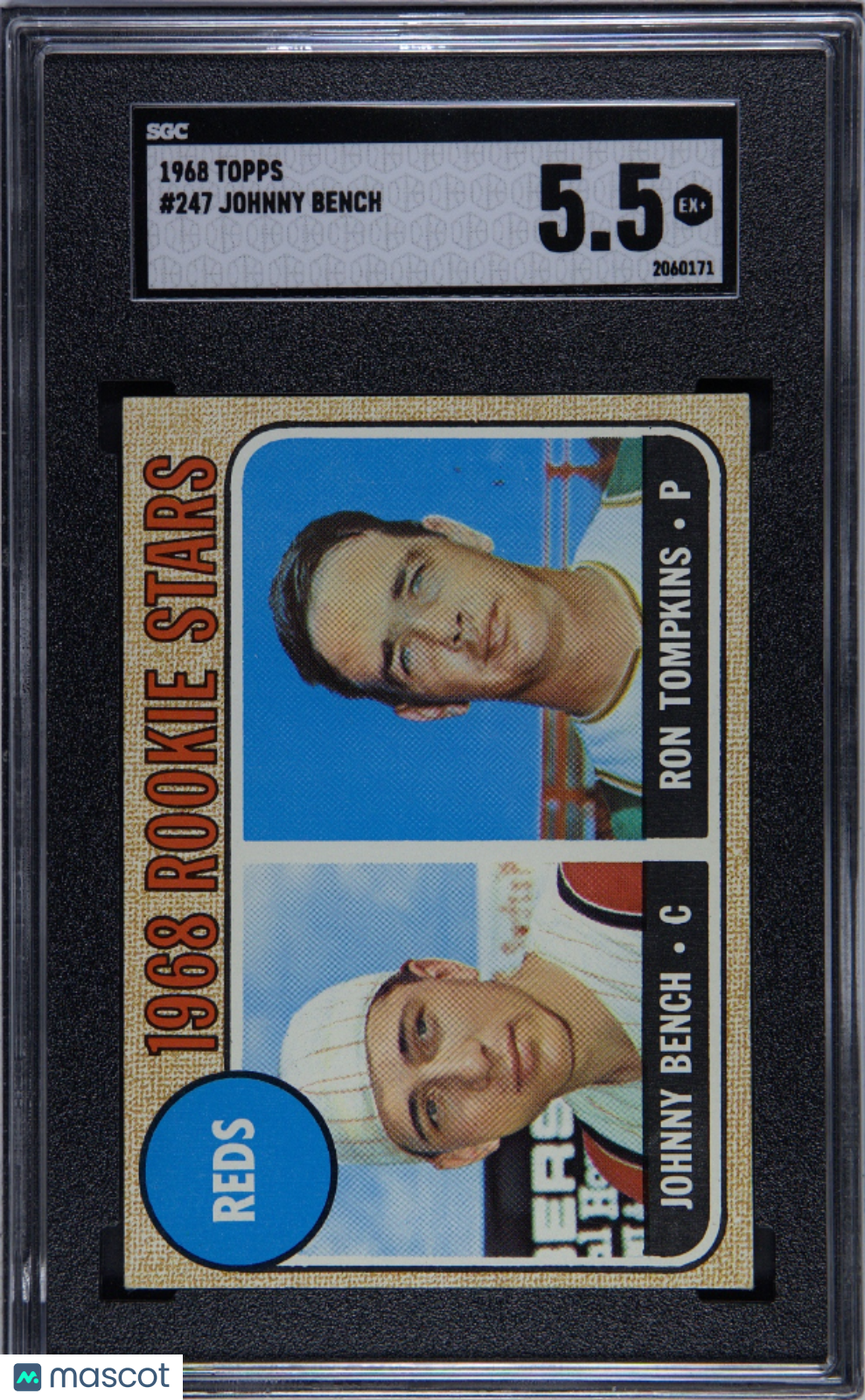 1968 Topps #247 Johnny Bench Rookie HOF Reds SGC 5.5