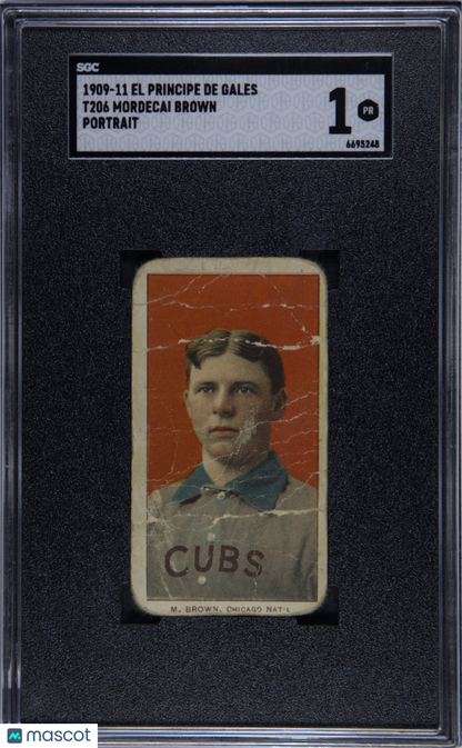 T206 Mordecai Brown Portrait Chicago SGC 1 EPDG El Principe De Gales Back