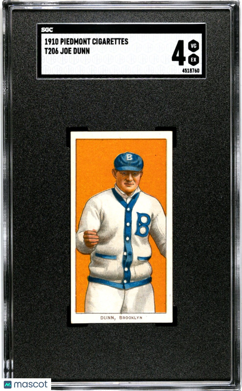 T206 Joe Dunn Brooklyn SGC 4 Piedmont Back