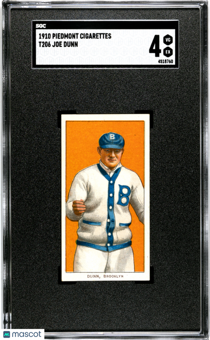 T206 Joe Dunn Brooklyn SGC 4 Piedmont Back