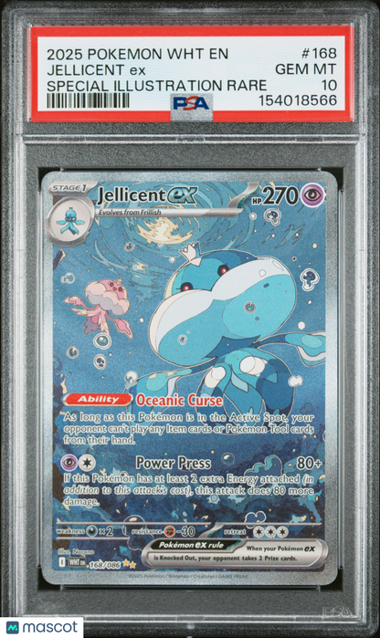 2025 Pokemon WHT White Flare #168 Jellicent EX Special Illustration Rare PSA 10