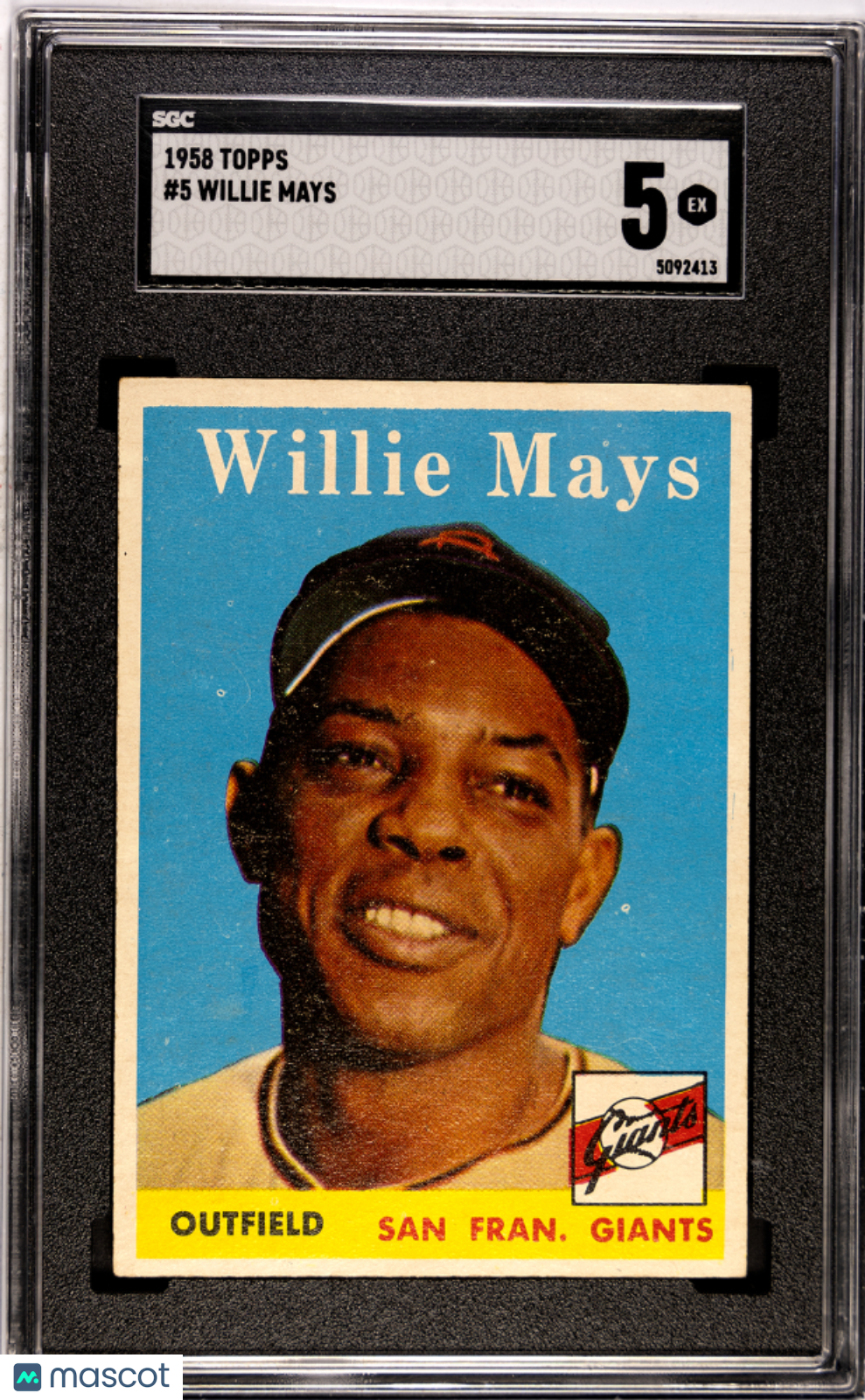 1958 Topps #5 Willie Mays Giants SGC 5
