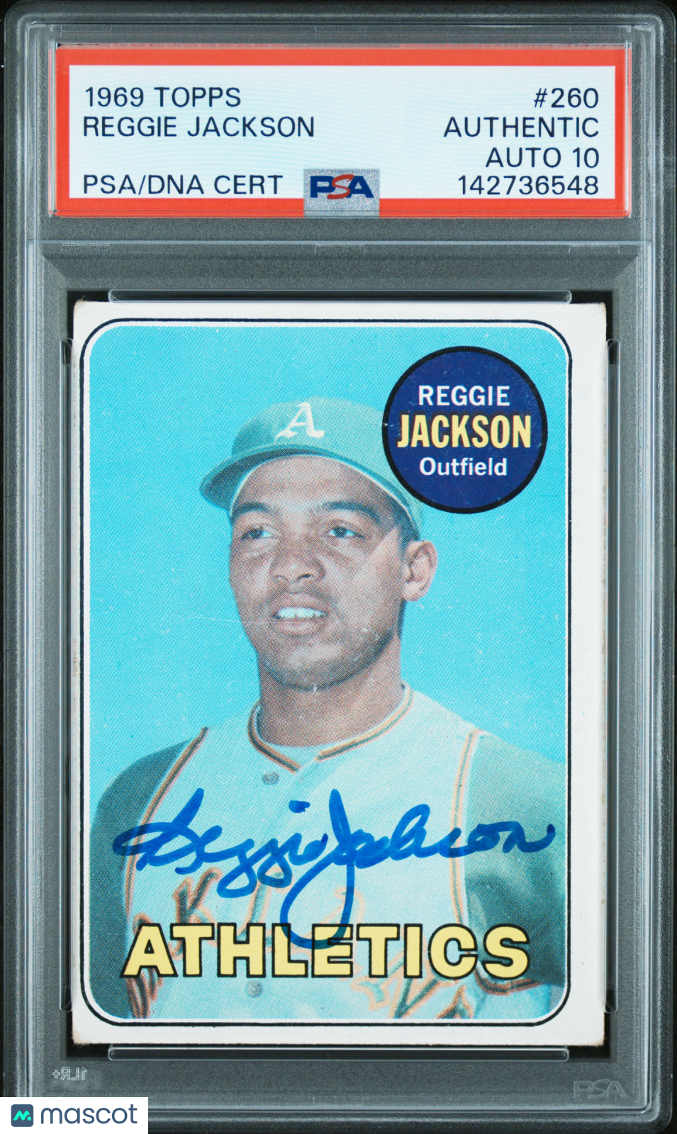 1969 Topps #260 Reggie Jackson Rookie HOF Signed PSA Auto 10