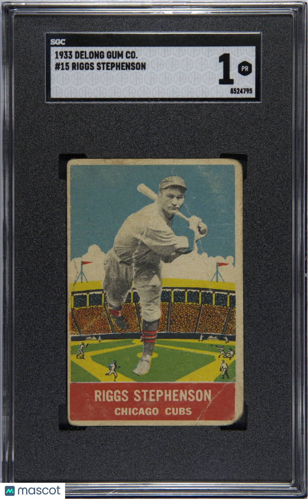 1933 Delong Gum Co. #15 Riggs Stephenson Cubs SGC 1