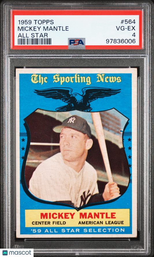 1959 Topps #564 Mickey Mantle All Star Yankees PSA 4