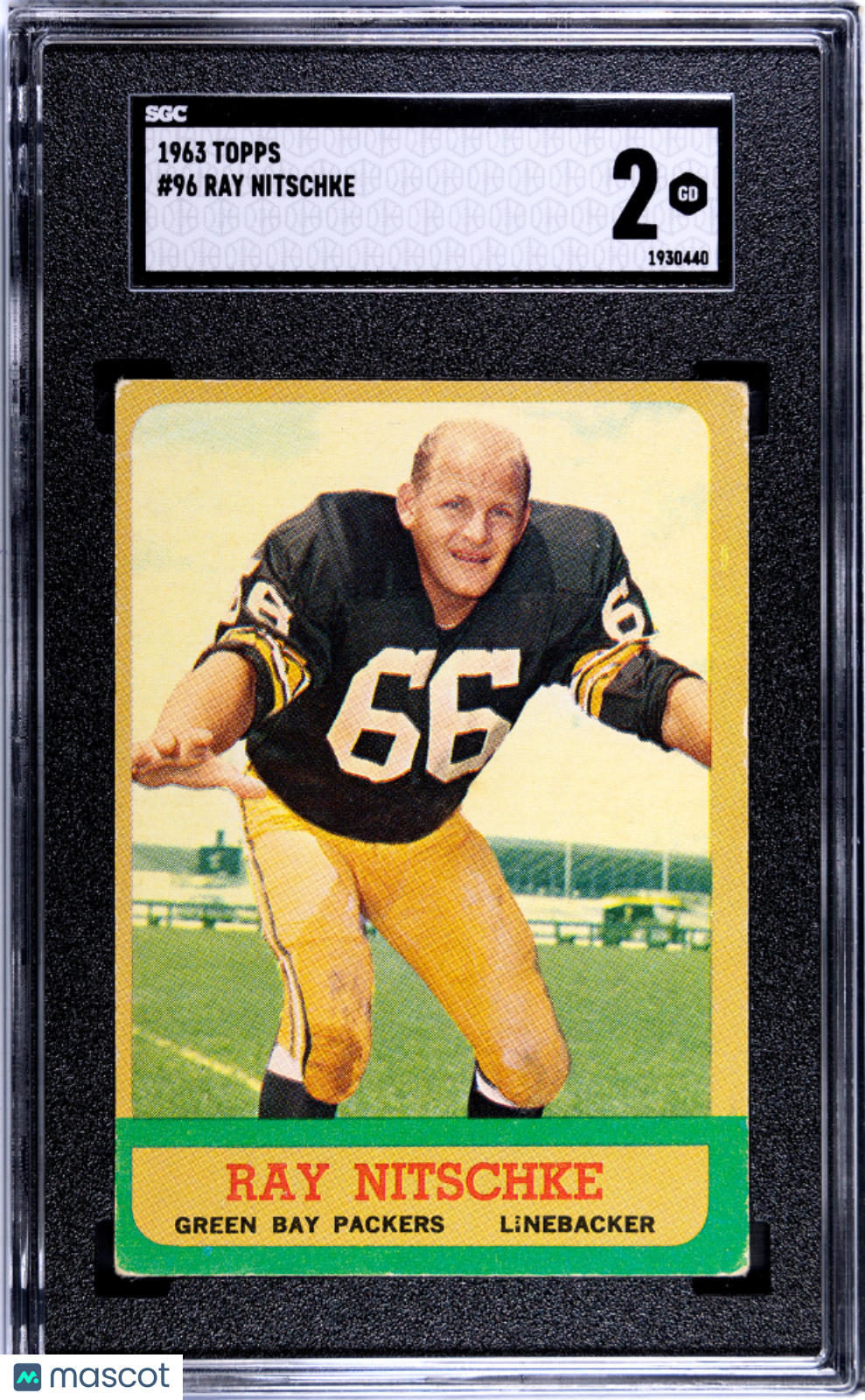 1963 Topps #96 Ray Nitschke Rookie HOF Packers SGC 2