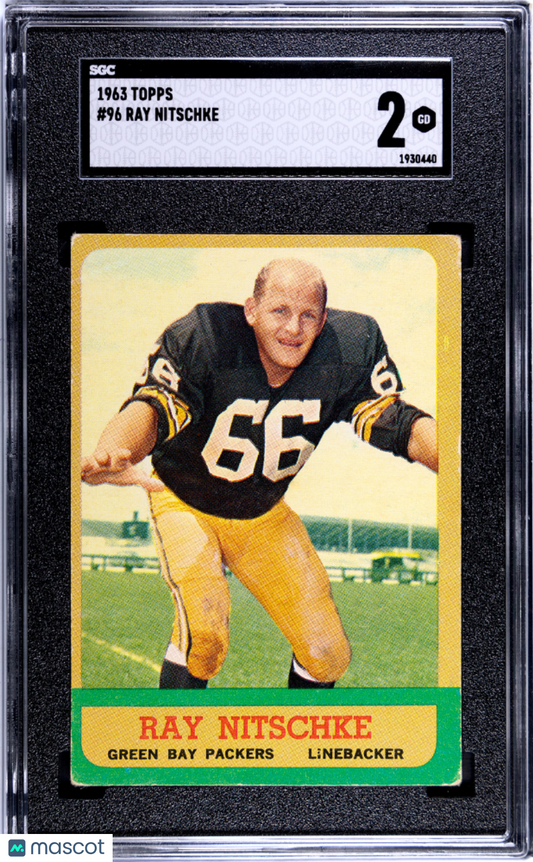 1963 Topps #96 Ray Nitschke Rookie HOF Packers SGC 2
