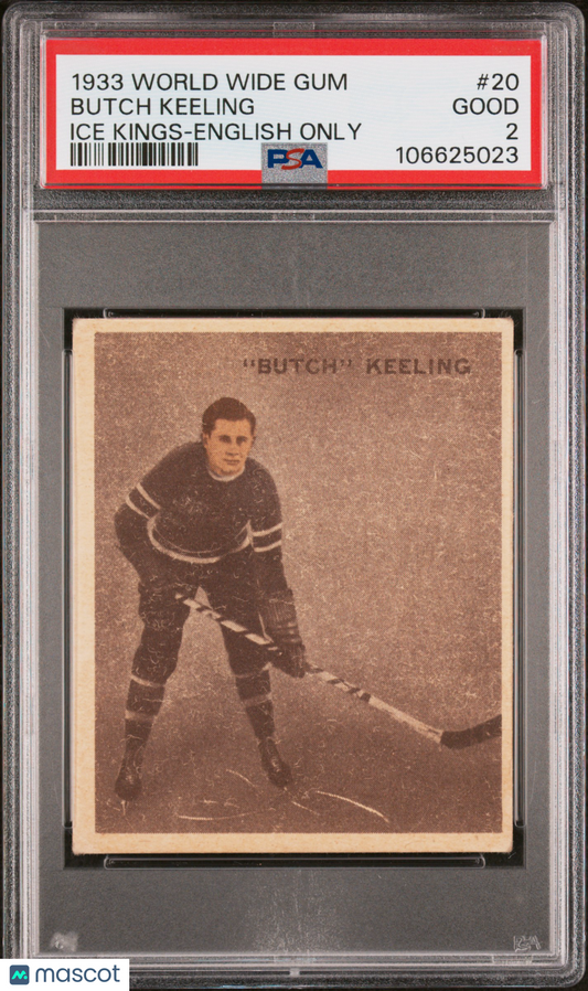1933 World Wide Gum Ice Kings #20 Butch Keeling Rangers English Only PSA 2