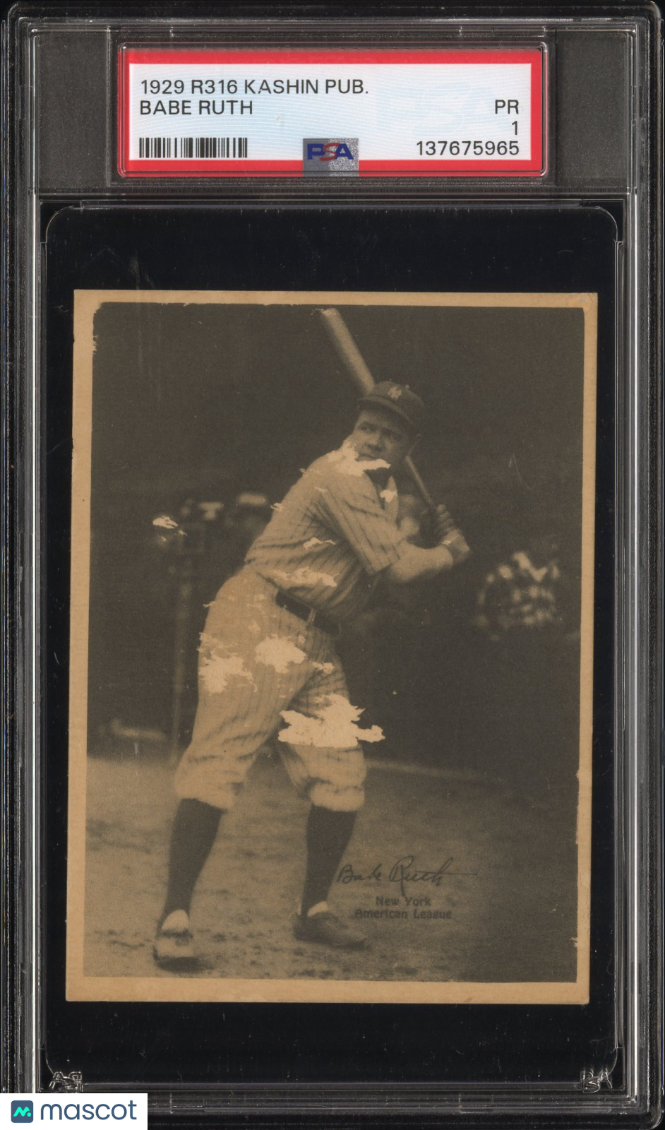 1929 R316 Kashin Publications Babe Ruth Yankees PSA 1