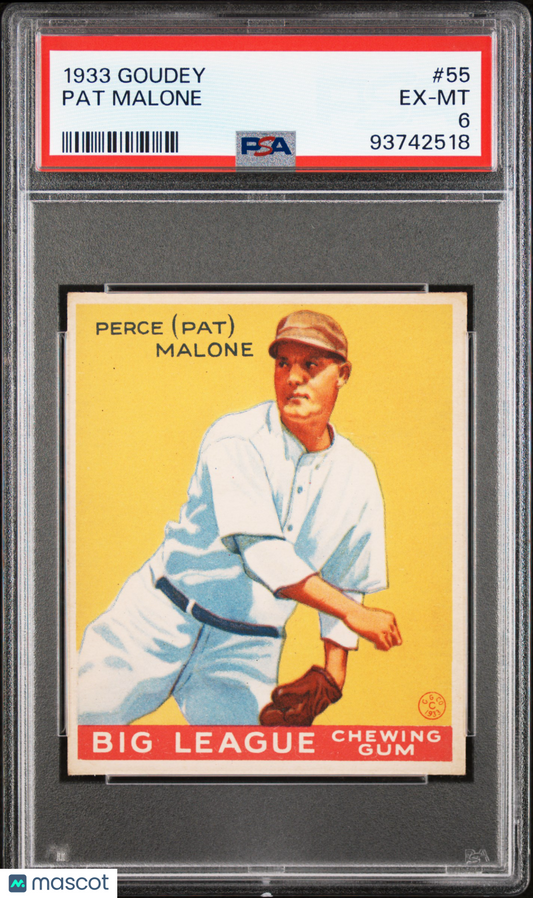 1933 Goudey #55 Pat Malone Cubs PSA 6