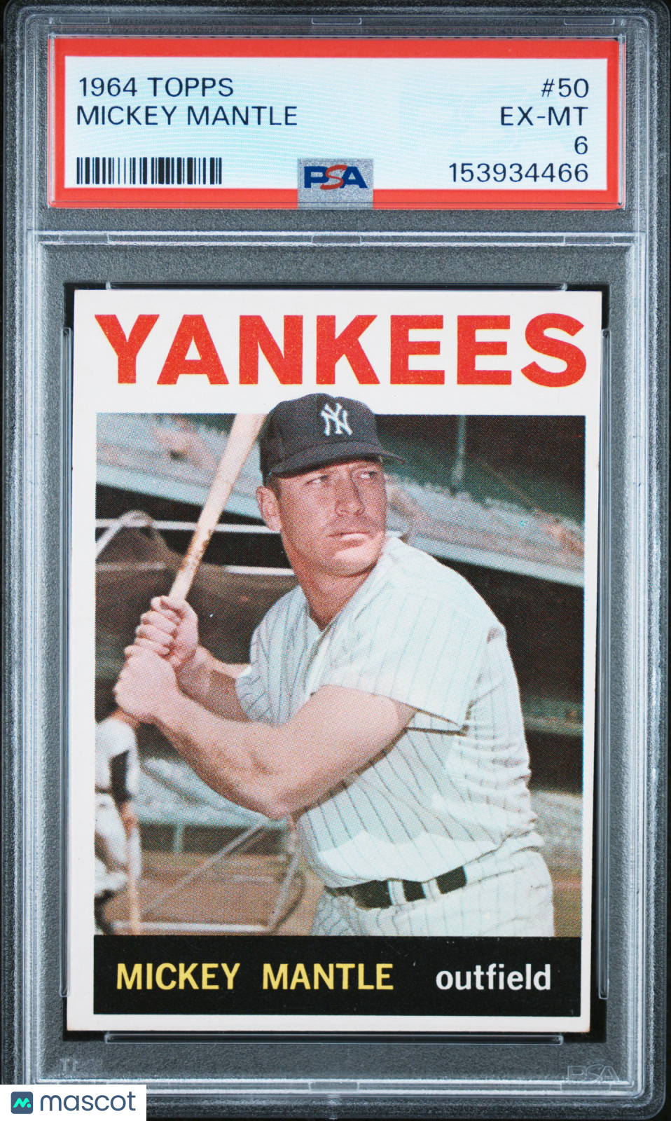 1964 Topps #50 Mickey Mantle Yankees PSA 6
