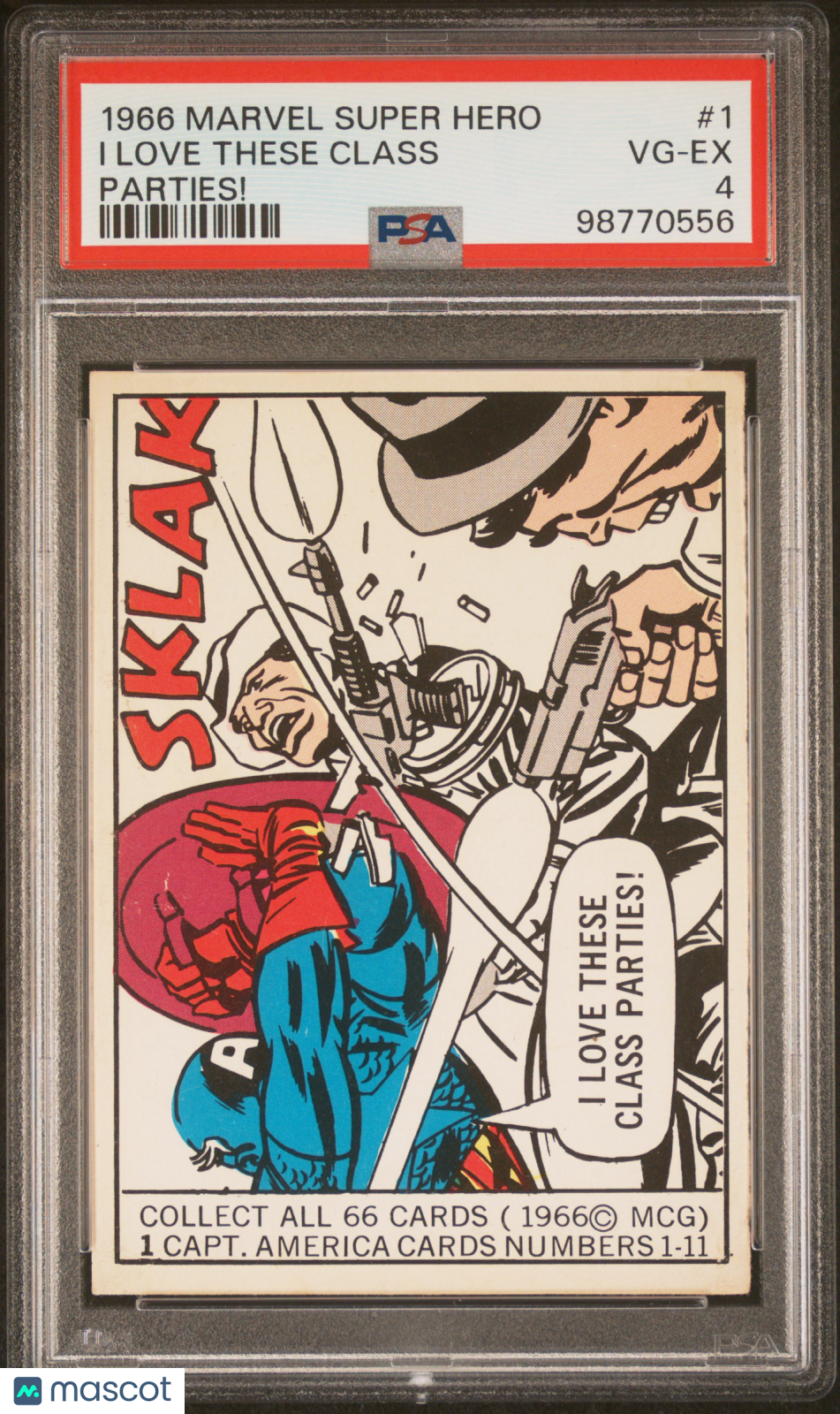 1966 Donruss Marvel Super Hero #1 Captain America Rookie PSA 4 Well Centered