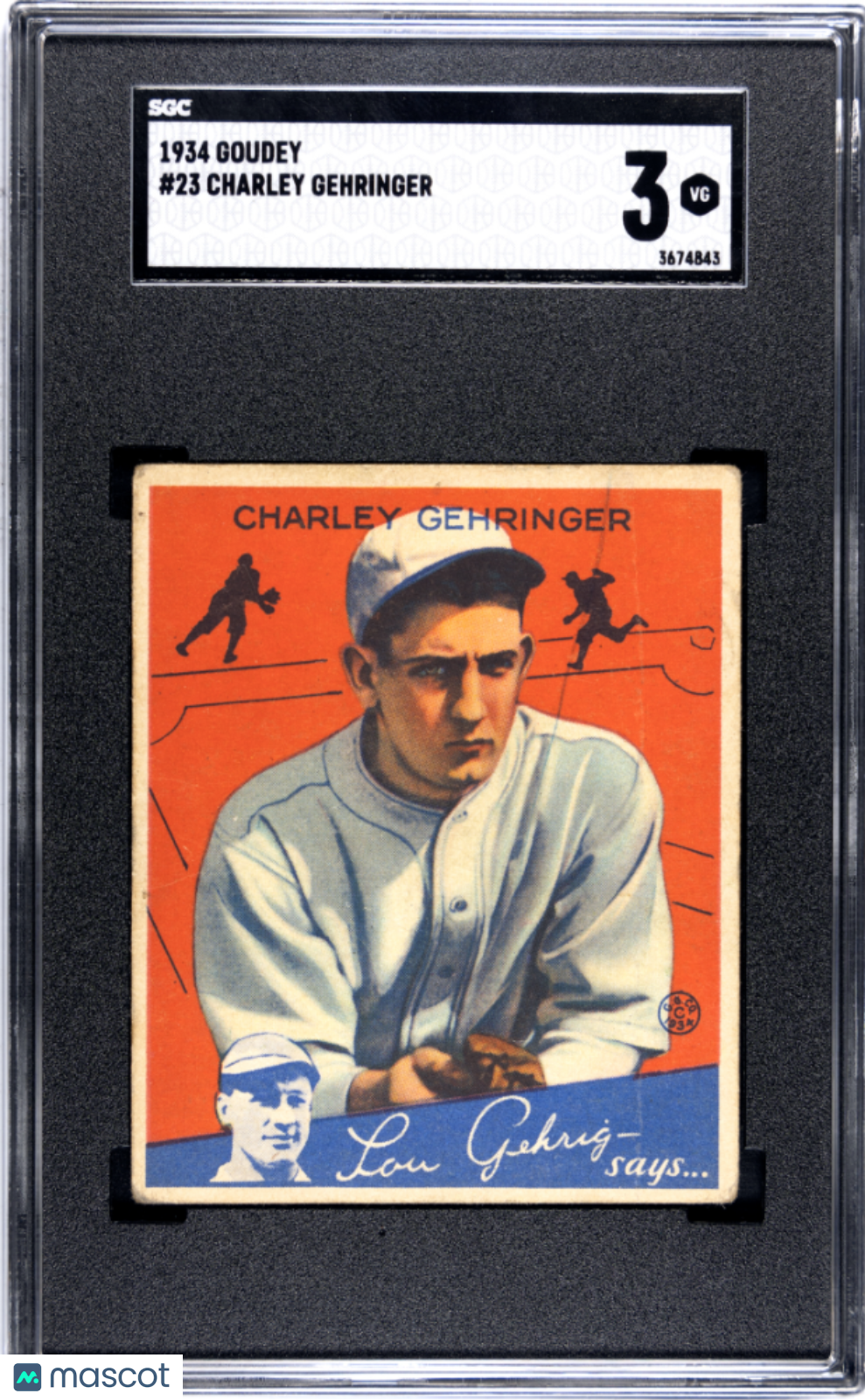 1934 Goudey #23 Charley Gehringer Tigers SGC 3