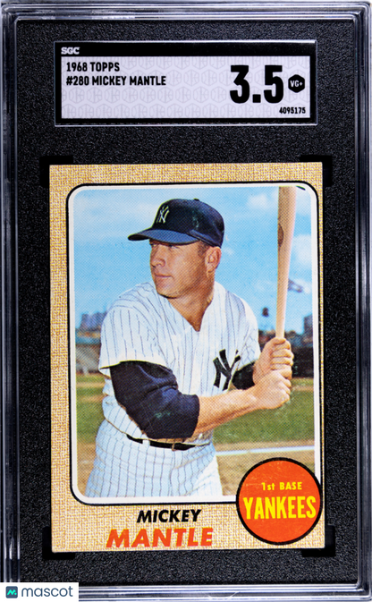 1968 Topps #280 Mickey Mantle Yankees SGC 3.5
