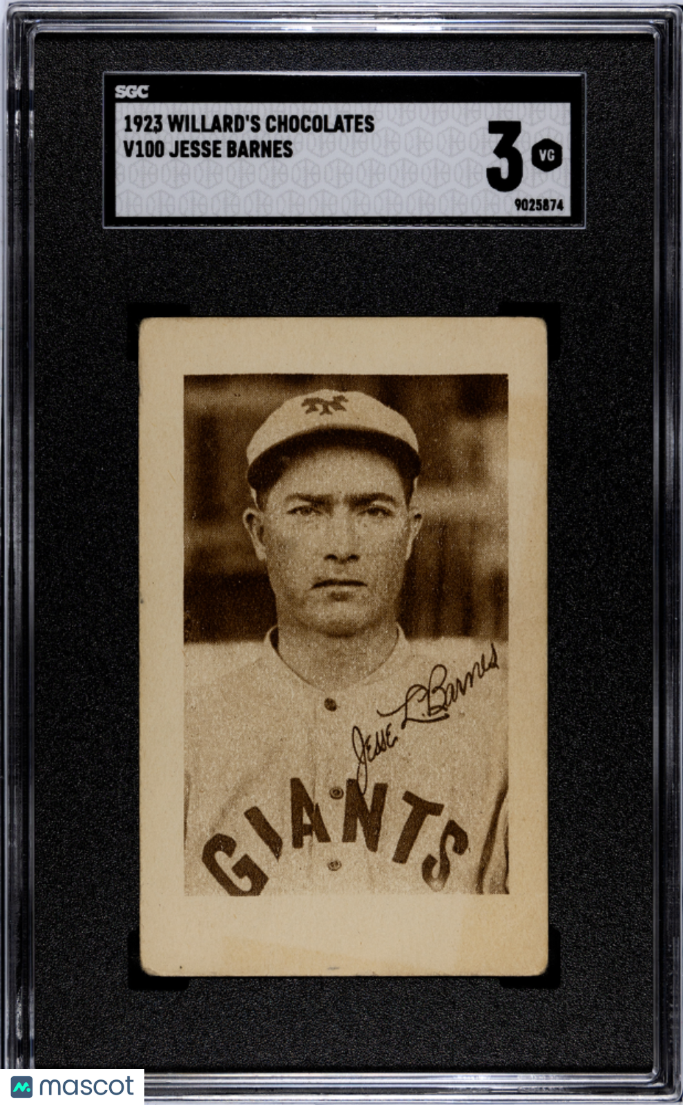 1923 V100 Willard's Chocolates Jesse Barnes SGC 3