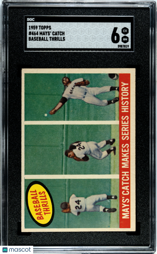 1959 Topps #464 Willie Mays Catch Baseball Thrills SGC 6