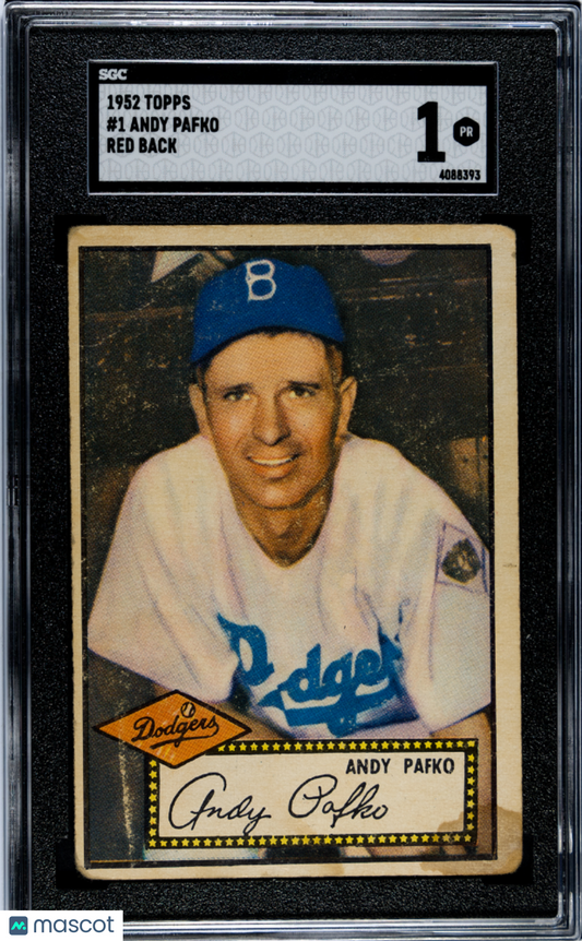 1952 Topps #1 Andy Pafko Red Back Dodgers SGC 1