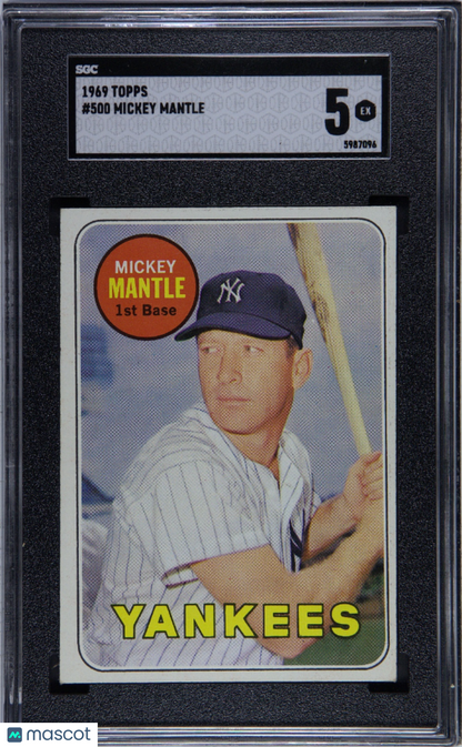 1969 Topps #500 Mickey Mantle Yankees SGC 5