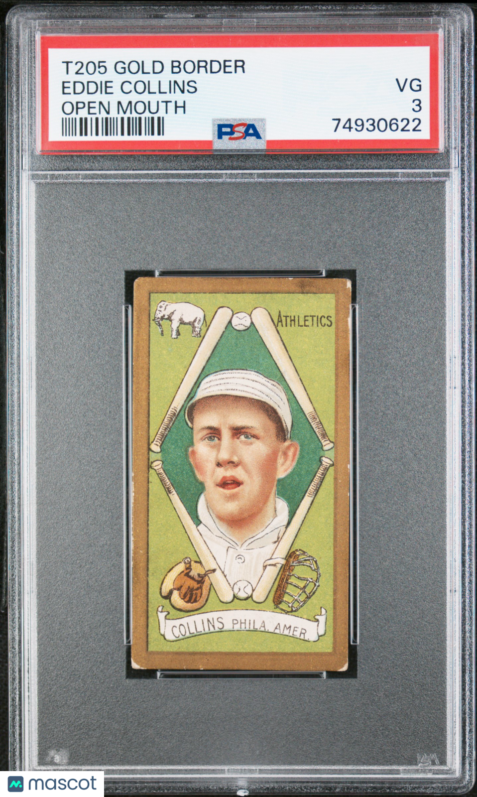 T205 Eddie Collins Open Mouth Variation Philadelphia PSA 3 Well Centered