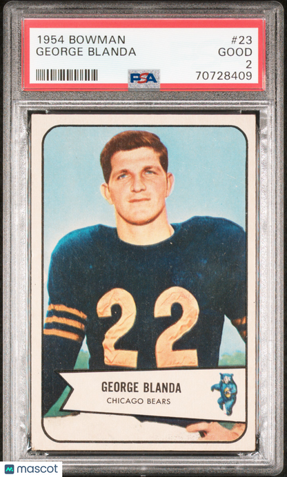 1954 Bowman #23 George Blanda Rookie HOF Bears PSA 2