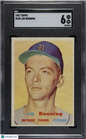1957 Topps #338 Jim Bunning Rookie HOF Tigers SGC 6