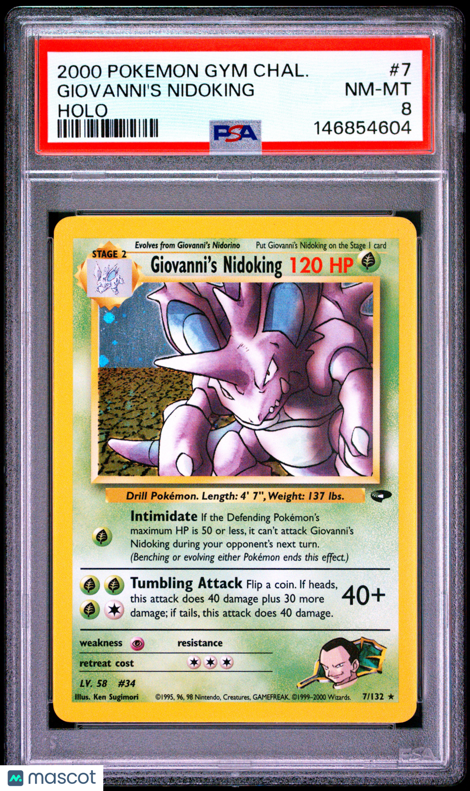 2000 Pokemon Gym Challenge #7 Giovanni's Nidoking Holo PSA 8