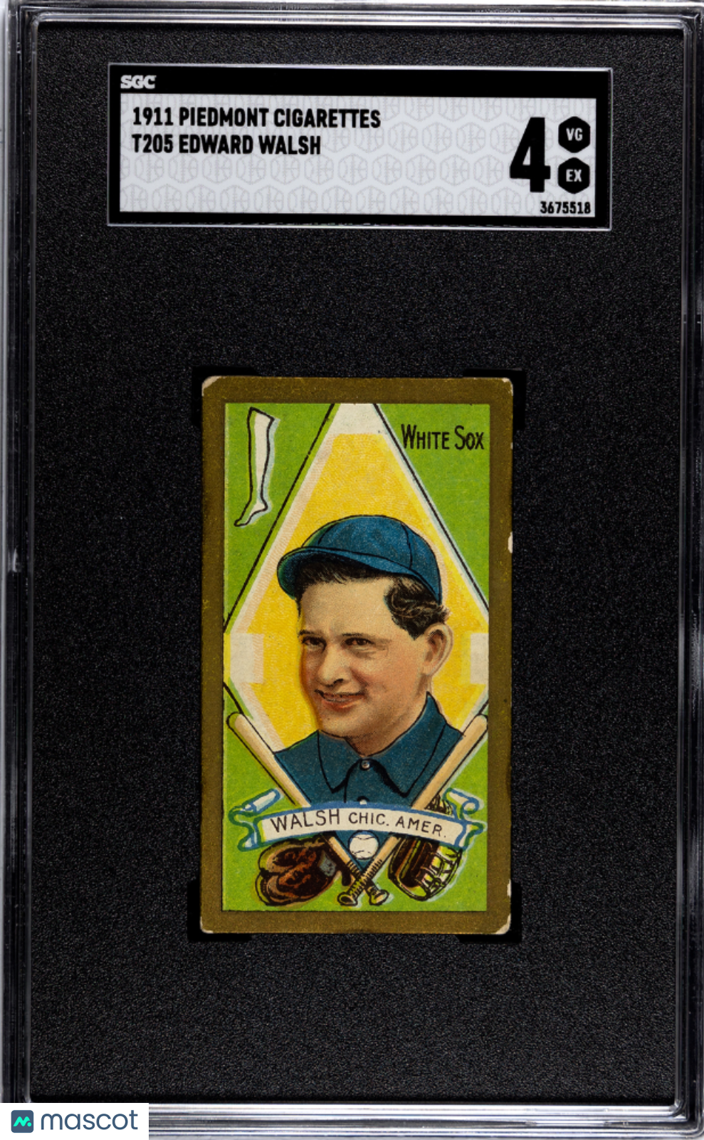 T205 Ed Walsh White Sox SGC 4 Piedmont Back Well Centered