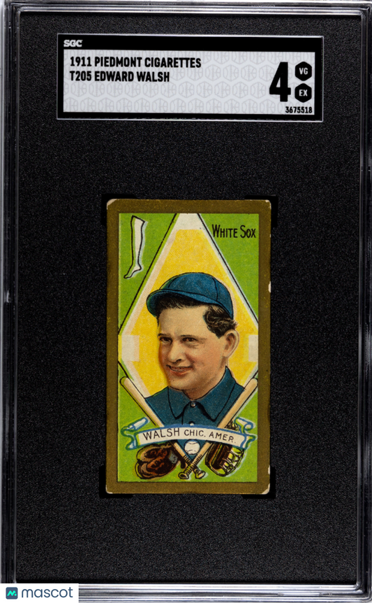T205 Ed Walsh White Sox SGC 4 Piedmont Back Well Centered