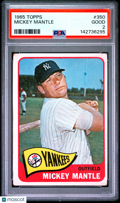 1965 Topps #350 Mickey Mantle Yankees PSA 2