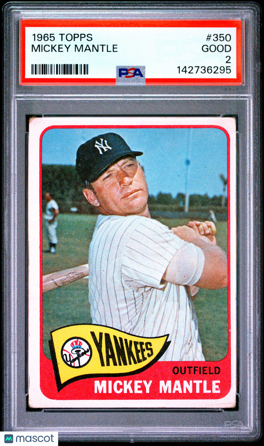 1965 Topps #350 Mickey Mantle Yankees PSA 2