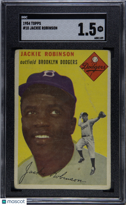 1954 Topps #10 Jackie Robinson Dodgers SGC 1.5 Well Centered