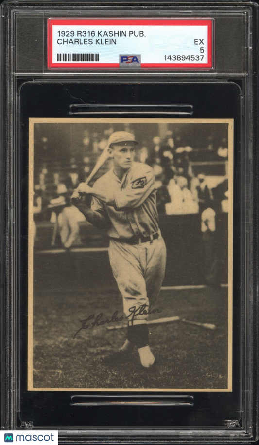1929 R316 Kashin Publications Chuck Klein Philadelphia PSA 5