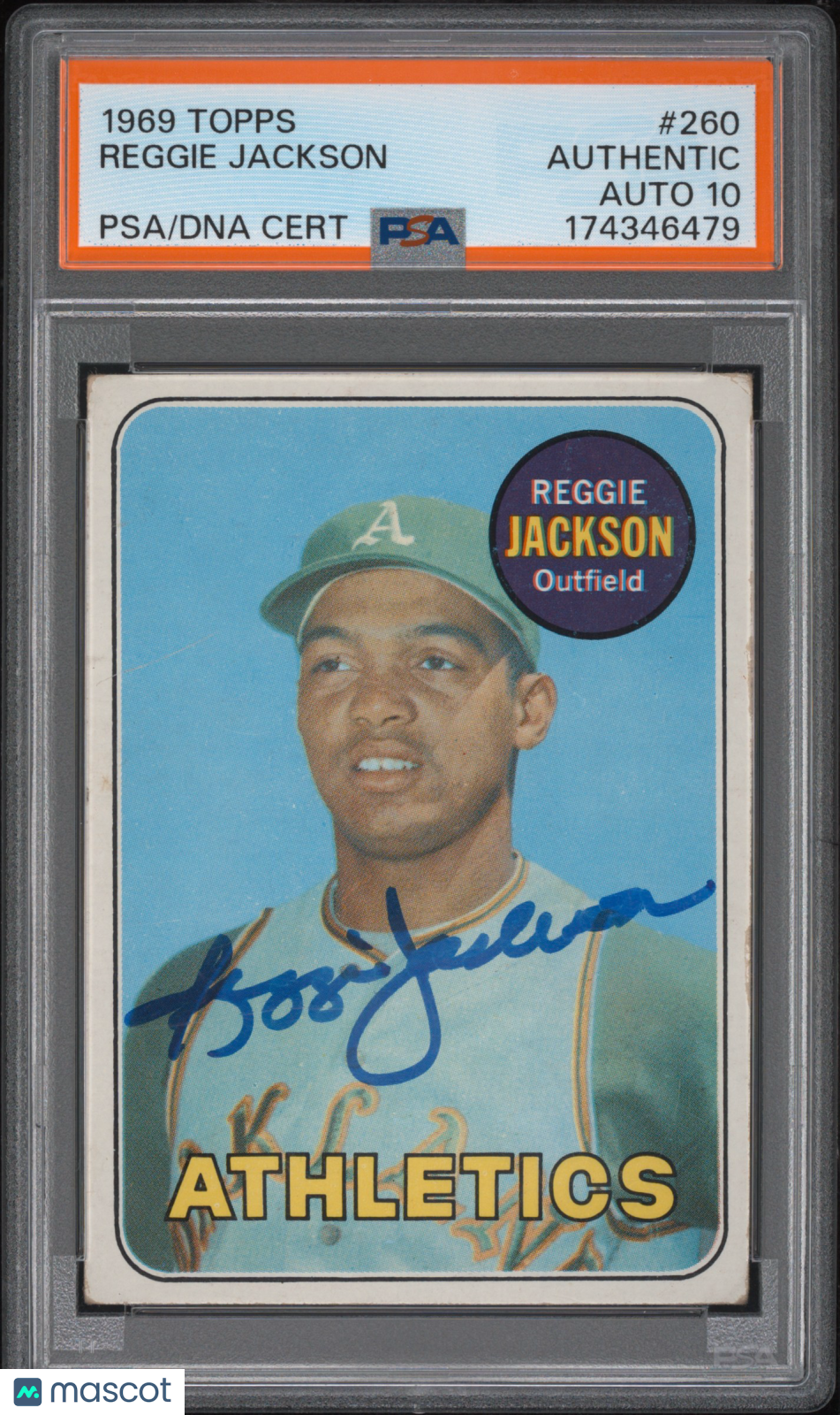 1969 Topps #260 Reggie Jackson Rookie HOF PSA Authentic Auto 10 Well Centered