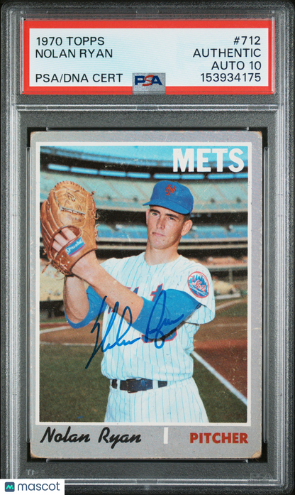 1970 Topps #712 Nolan Ryan Signed Auto PSA Authentic Auto 10