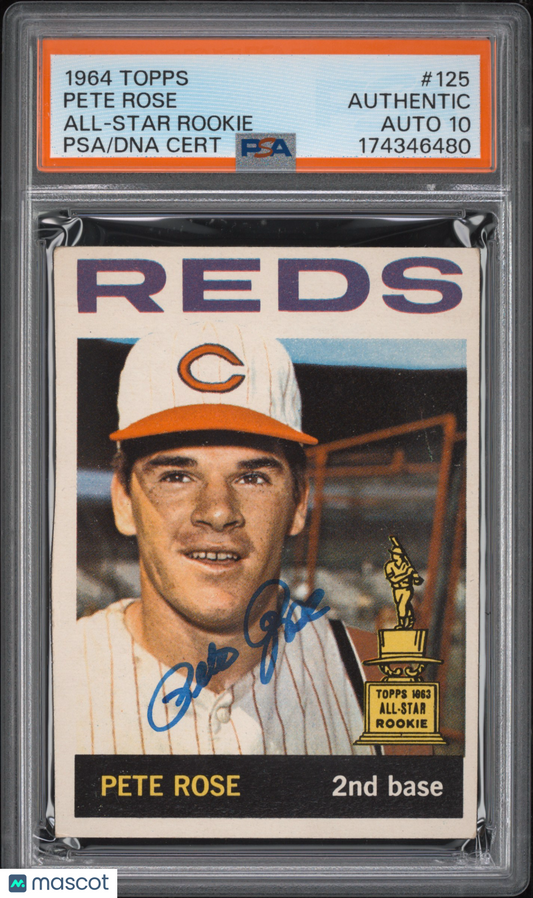 1964 Topps #125 Pete Rose 2nd Year Signed PSA Authentic Auto 10