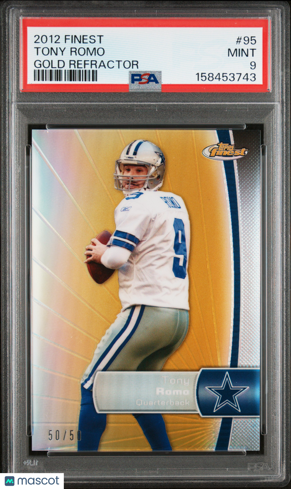 2012 Finest #95 Tony Romo Gold Refractor /50 PSA 9