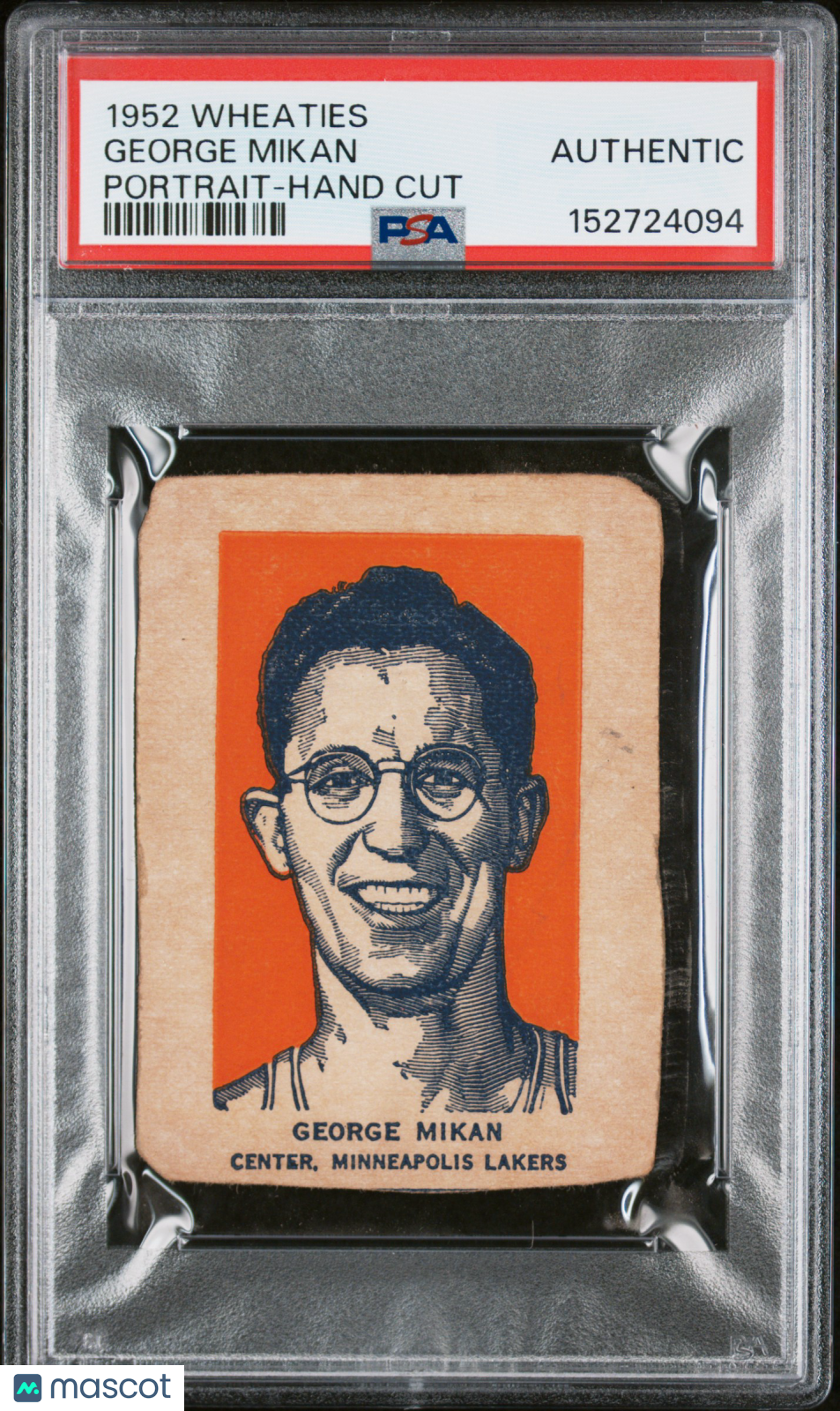 1952 Wheaties George Mikan Portrait Hand Cut Lakers PSA A